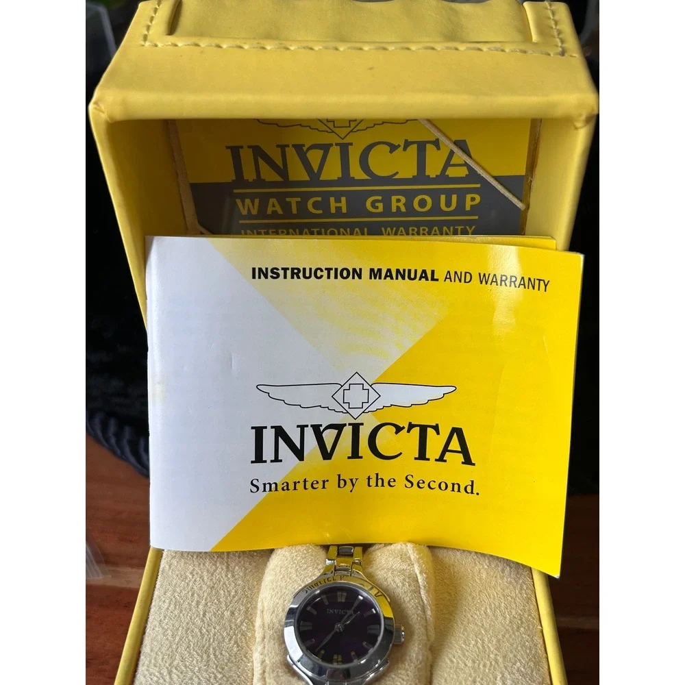 Invicta Angel Womens Watch Purple Sunray Dial Silver Stainless Steel Link